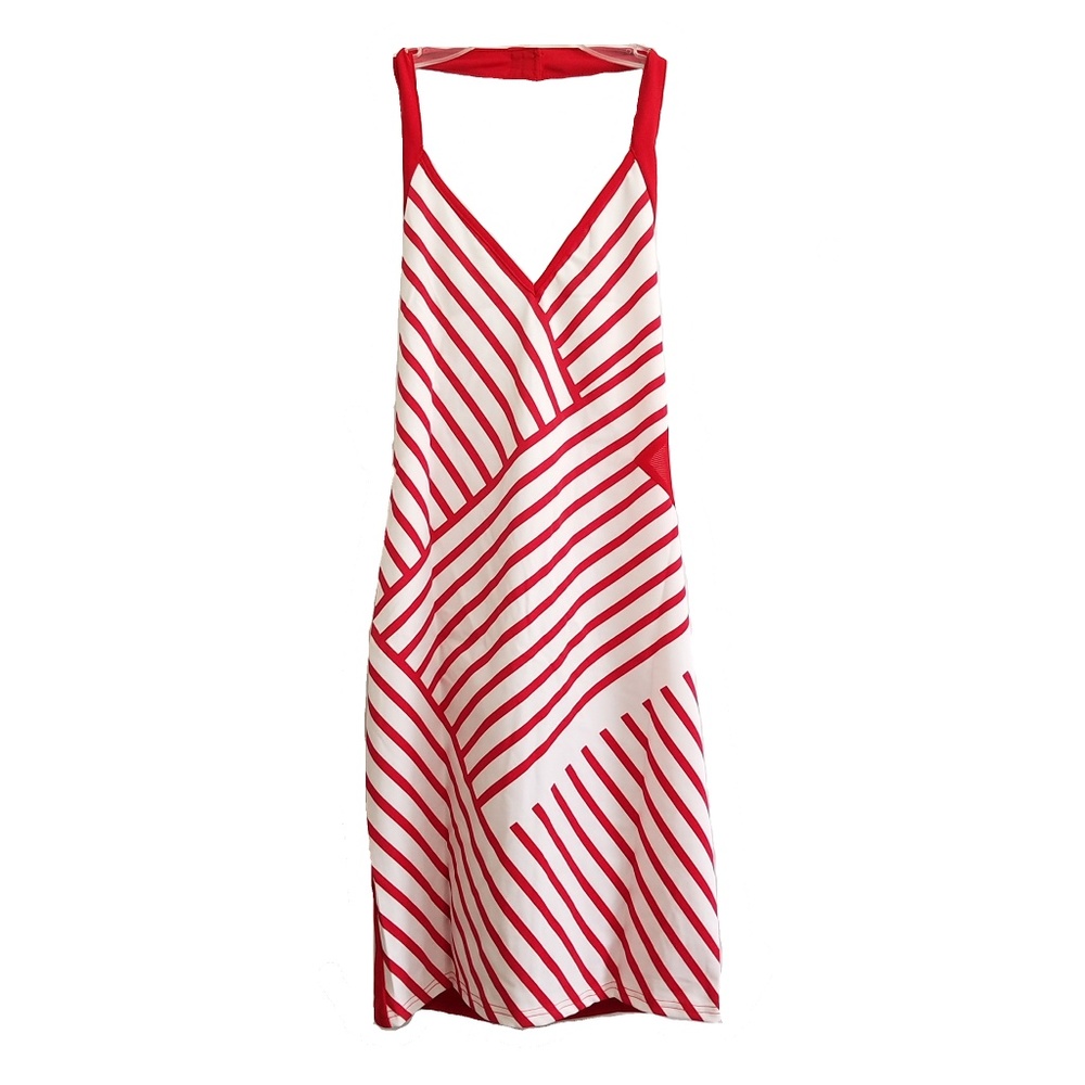 -NEW- Chic RED white striped mini stretchy dress - Picture 7 of 8